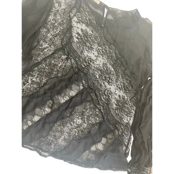 VINTAGE OSCAR DE LA RENTA LACE BLOUSE PEARL BUTTONS SZ XS WHIMSICAL GOTH CORE - Picture 14 of 16